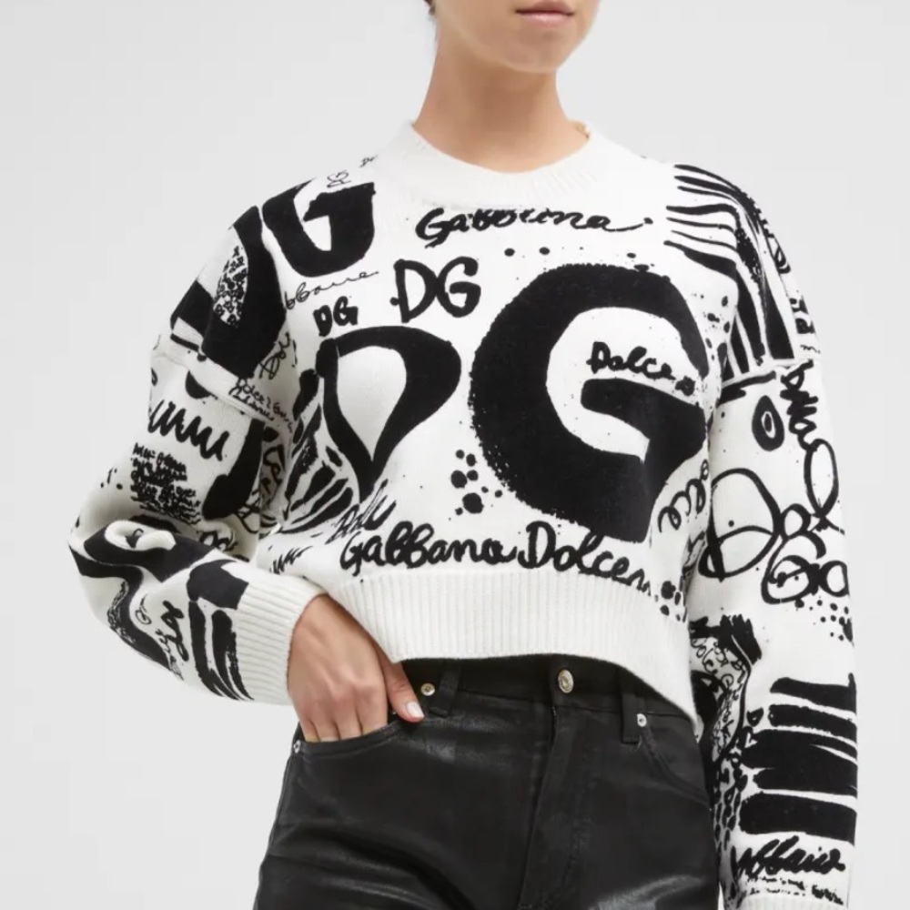Flocked logo sweater